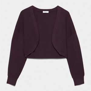 Babaton Cropped Open-Front Shrug in Deep Plum